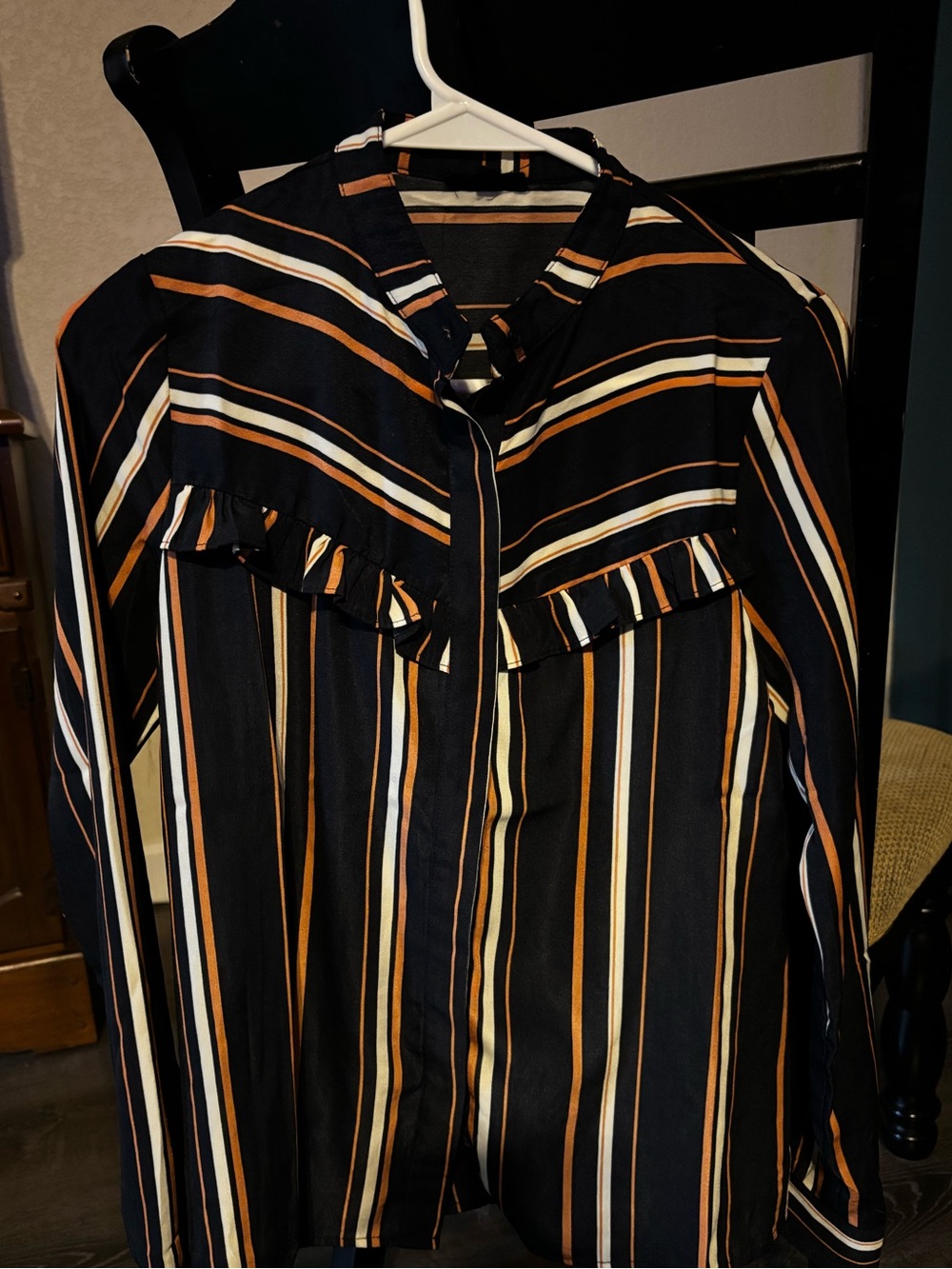 LUCCA Stripped Ruffled Blouse Small